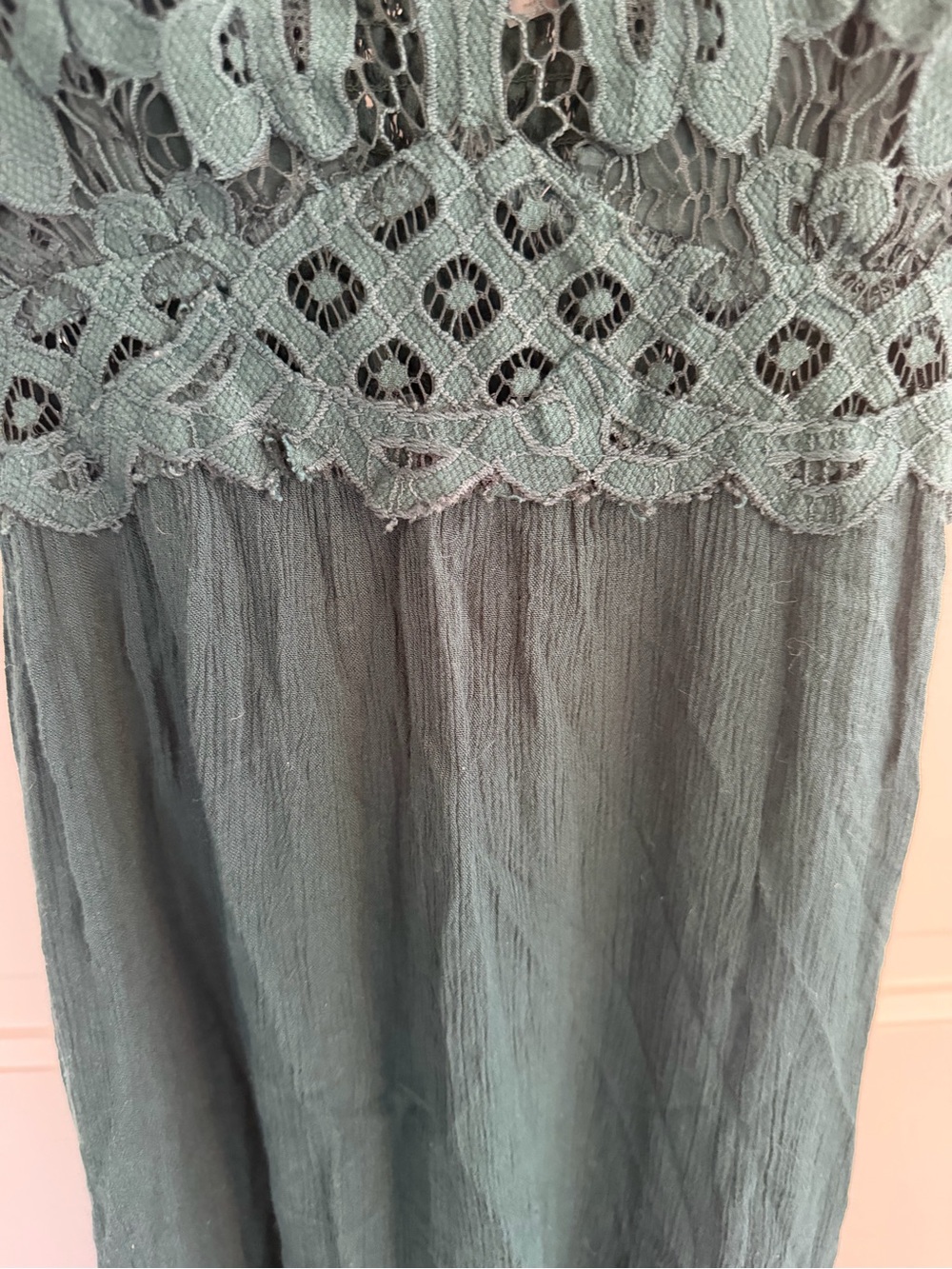 Free People FP One Adella Slip Dress XS Green Crochet Lace Boho Mini - Picture 2 of 8